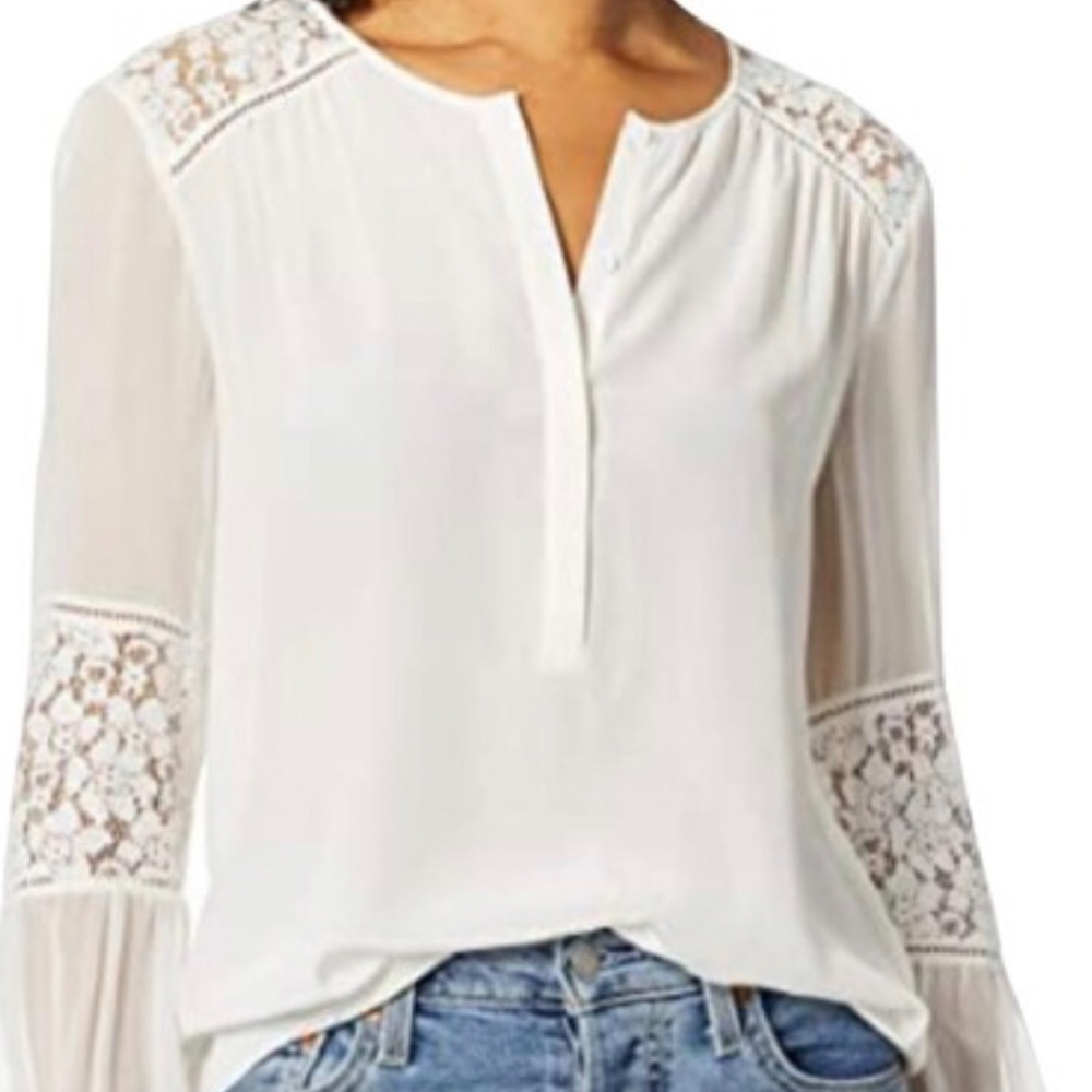 Rebecca Taylor Sarah Lace Paneled Silk Blouse